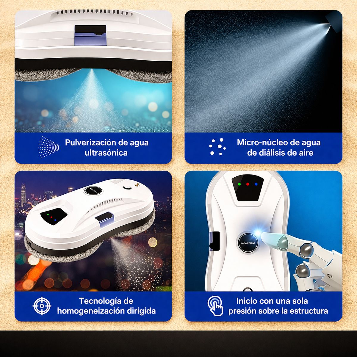 MOVI - Robot Limpiador de Ventanas Automático con Control Remoto  Succión 5600Pa  Anticaída