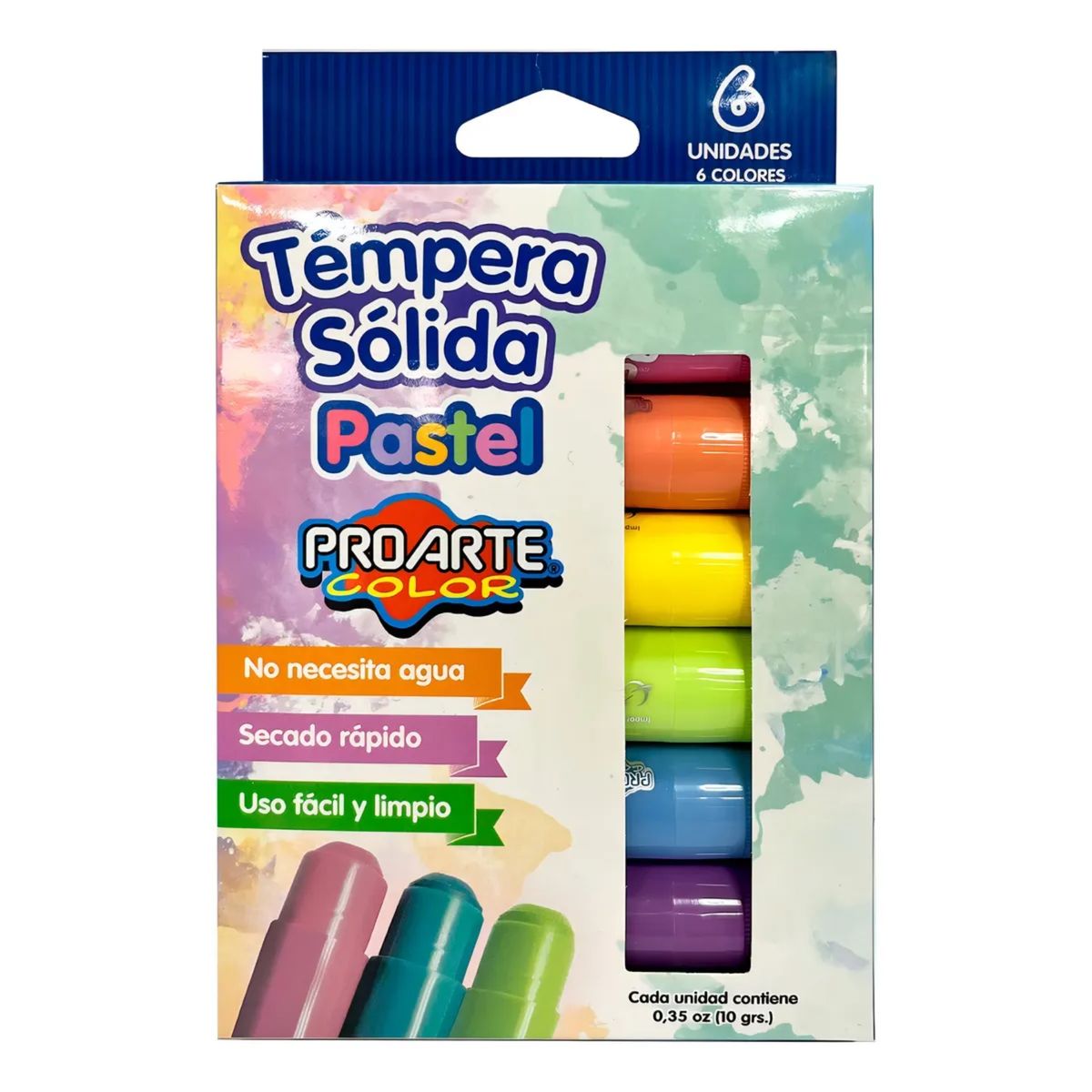PROARTE - TEMPERAS  SOLIDAS 6 COLORES PASTEL PROARTE