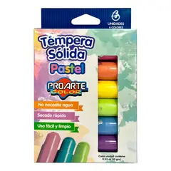 PROARTE - TEMPERAS SOLIDAS 6 COLORES PASTEL