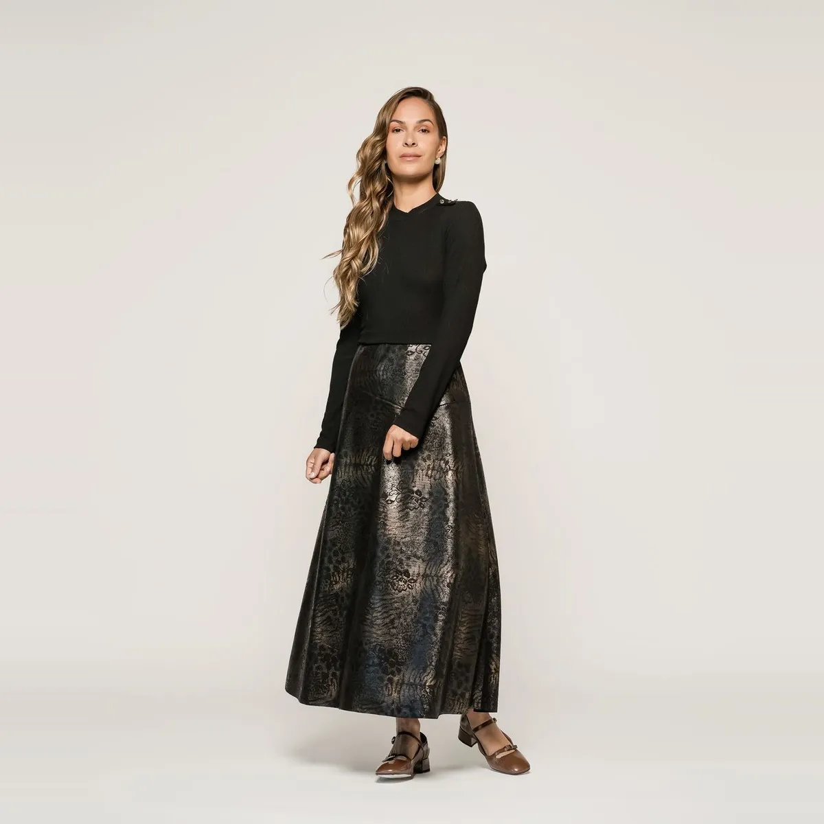 LUDOVICA - Vestido Midi Gabriela Efecto Serpiente Con Falda Evasé Ludovica