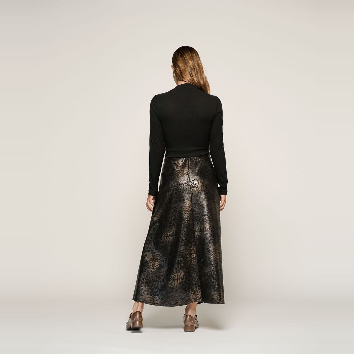 LUDOVICA - Vestido Midi Gabriela Efecto Serpiente Con Falda Evasé Ludovica