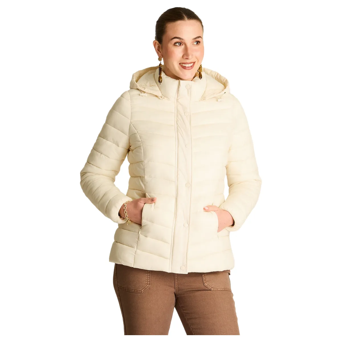 LORENZO DI PONTTI - Parka Corta con Gorro Desmontable Diseño Quilted