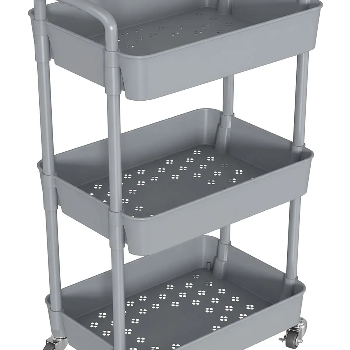 GENERICO - Carrito Organizador Con Ruedas Asas Multiuso 3 Niveles Gris Claro