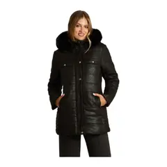 LORENZO DI PONTTI - Parka Negro Manga Larga Elasticidad Nula Con Forro Calce Normal Tela Plano