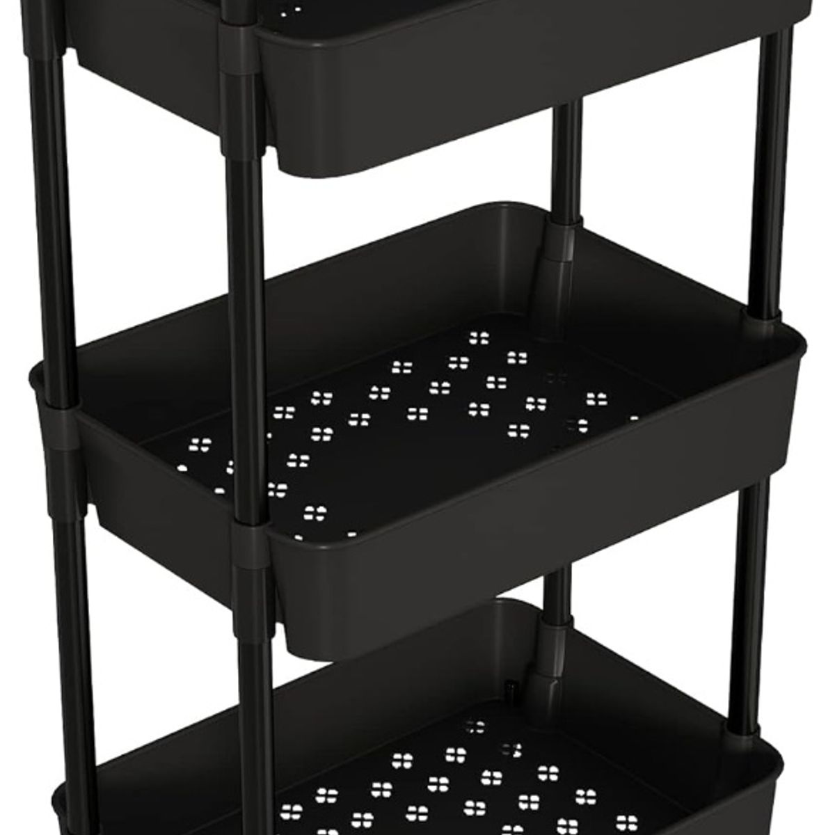 GENERICO - Carrito Organizador Con Ruedas Asas Multiuso 3 Niveles Color Negro
