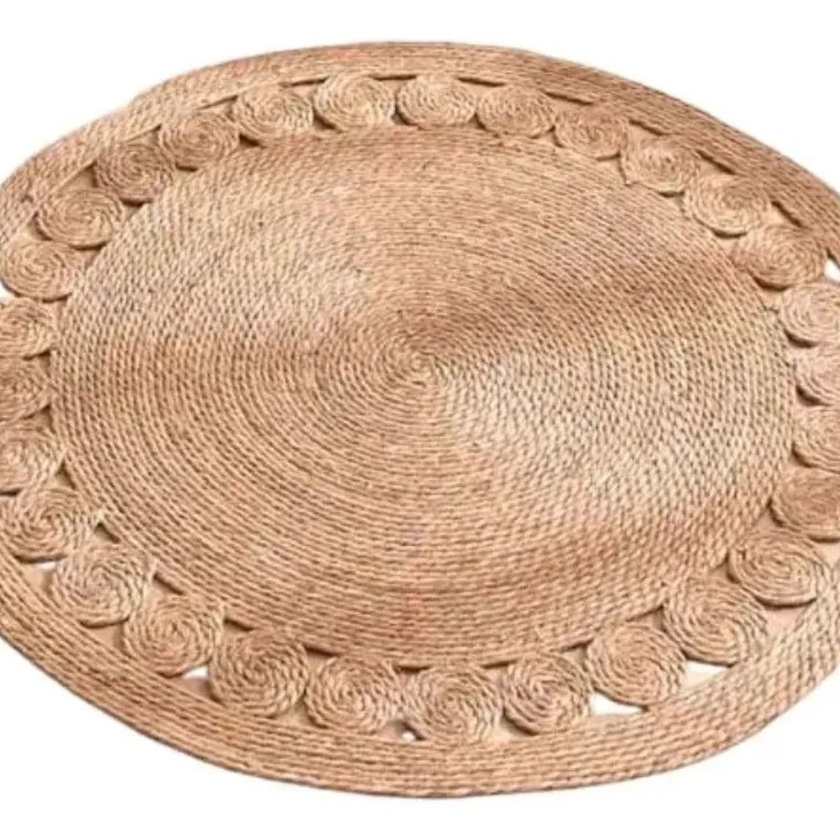 GENERICO - Alfombra Yute Fibra Natural Redonda 120 Cm Decoración