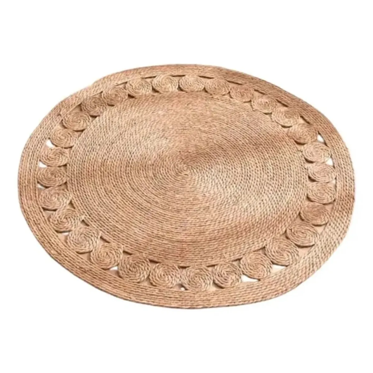 GENERICO - Alfombra Yute Fibra Natural Redonda 120 Cm Decoración