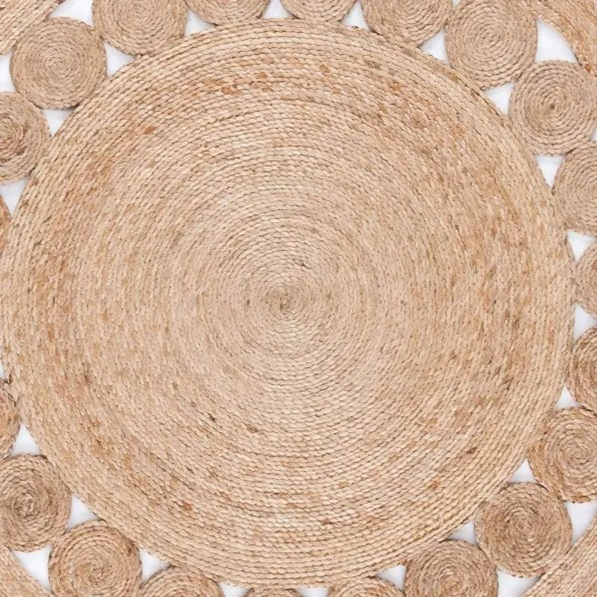 GENERICO - Alfombra Yute Fibra Natural Redonda 120 Cm Decoración
