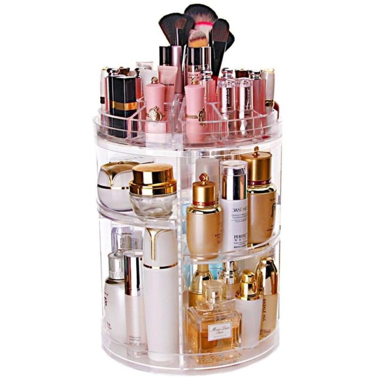 GENERICO - Organizador De Maquillaje Giratorio 360º Acrilico Transparente Ajustable