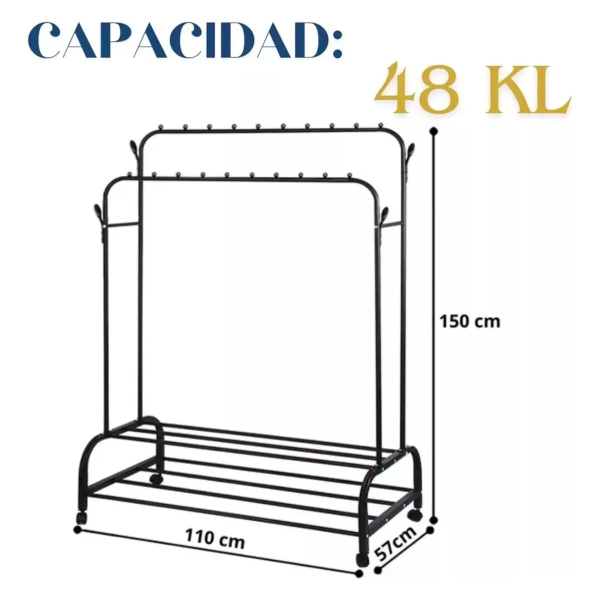 GENERICO - Perchero Organizador Colgante De Ropa Doble Color Negro