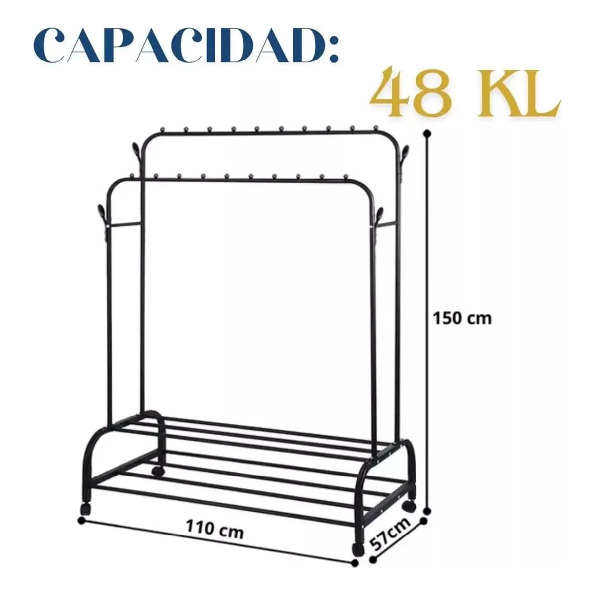 GENERICO - Perchero Organizador Colgante De Ropa Doble Color Negro