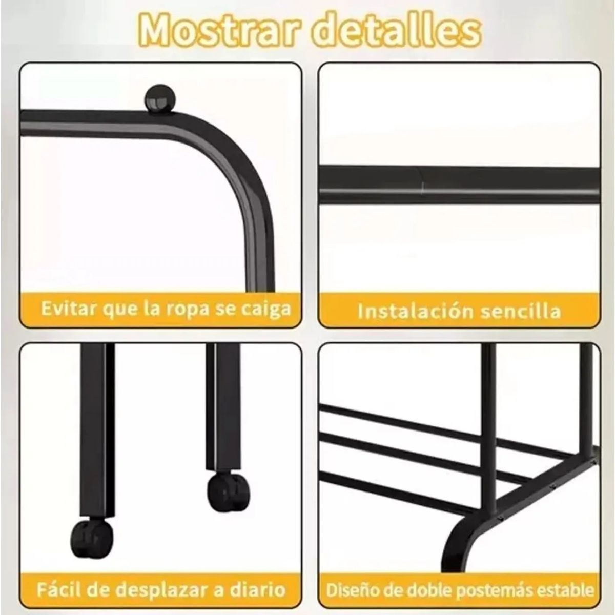 GENERICO - Perchero Organizador Colgante De Ropa Doble Color Negro