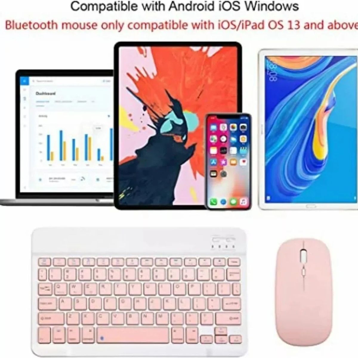 GENERICO - Kit De Teclado Bluetooth Con Ratón Soporte Teléfono tablet Color Rosado