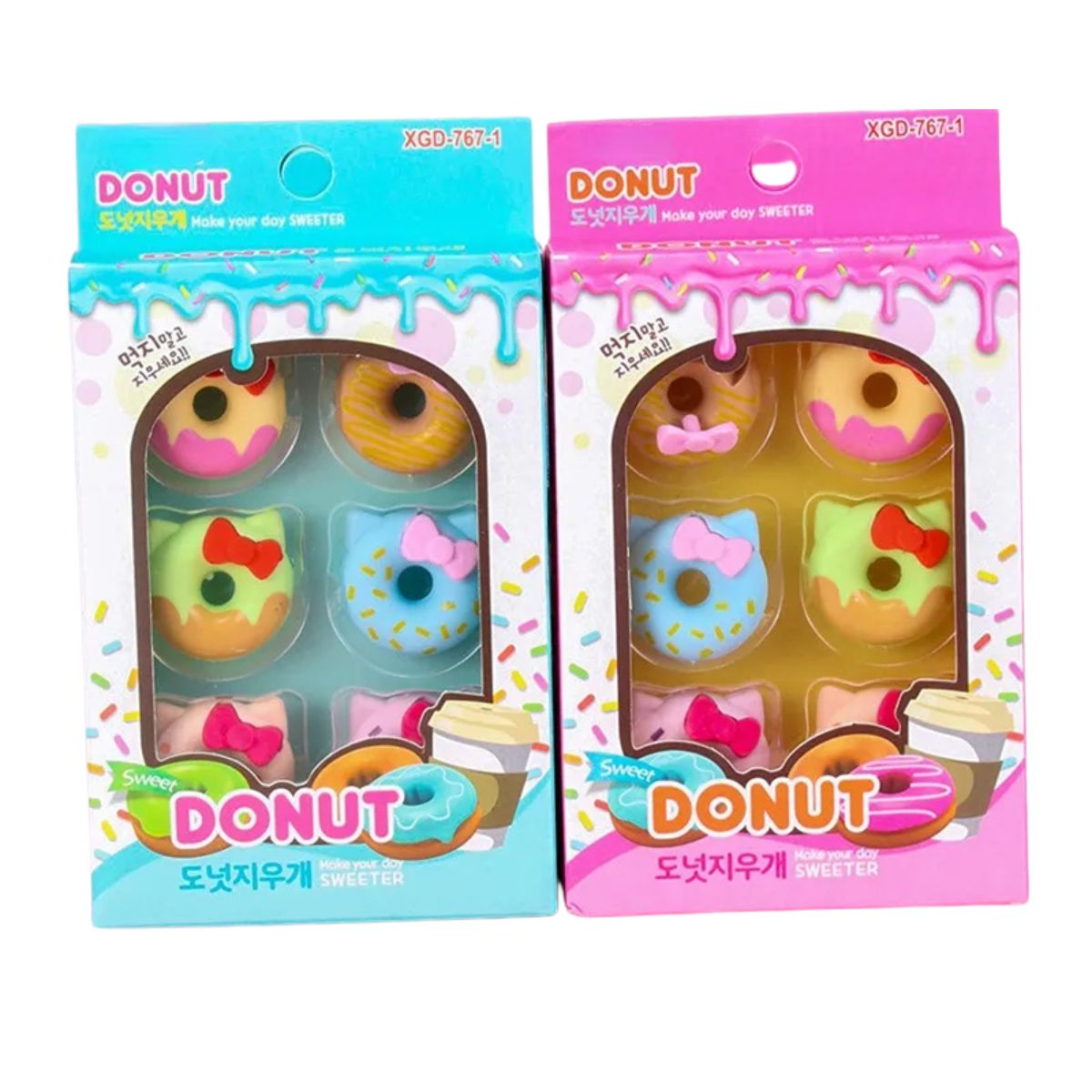GENERICO - Pack 12 Gomas de Borrar Donut Kawaii 3cm