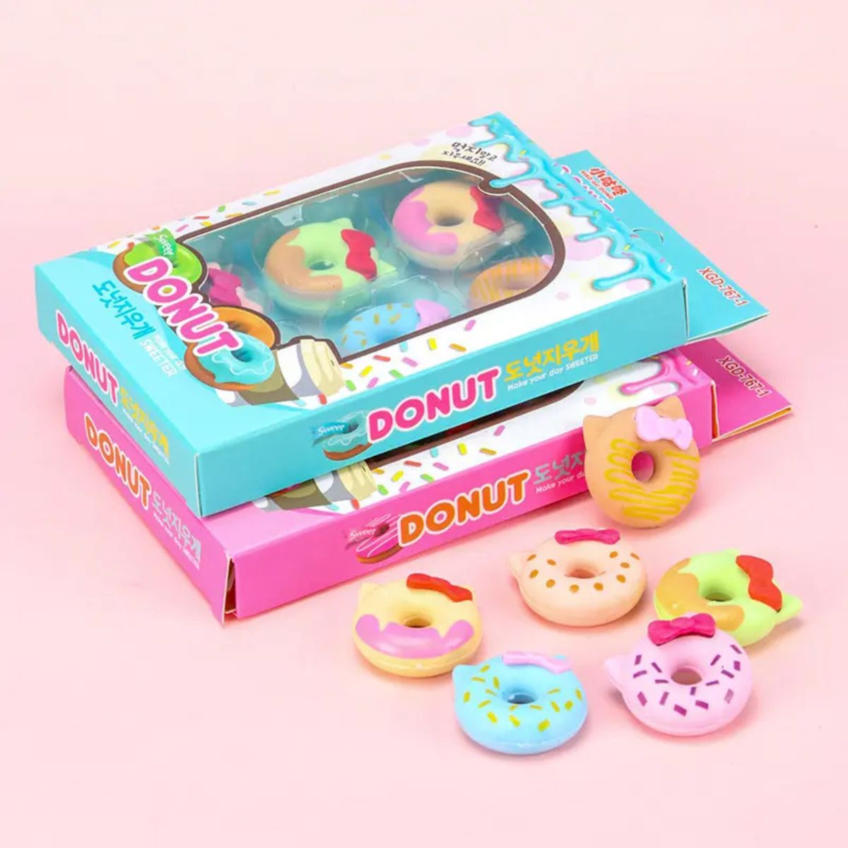 GENERICO - Pack 12 Gomas de Borrar Donut Kawaii 3cm
