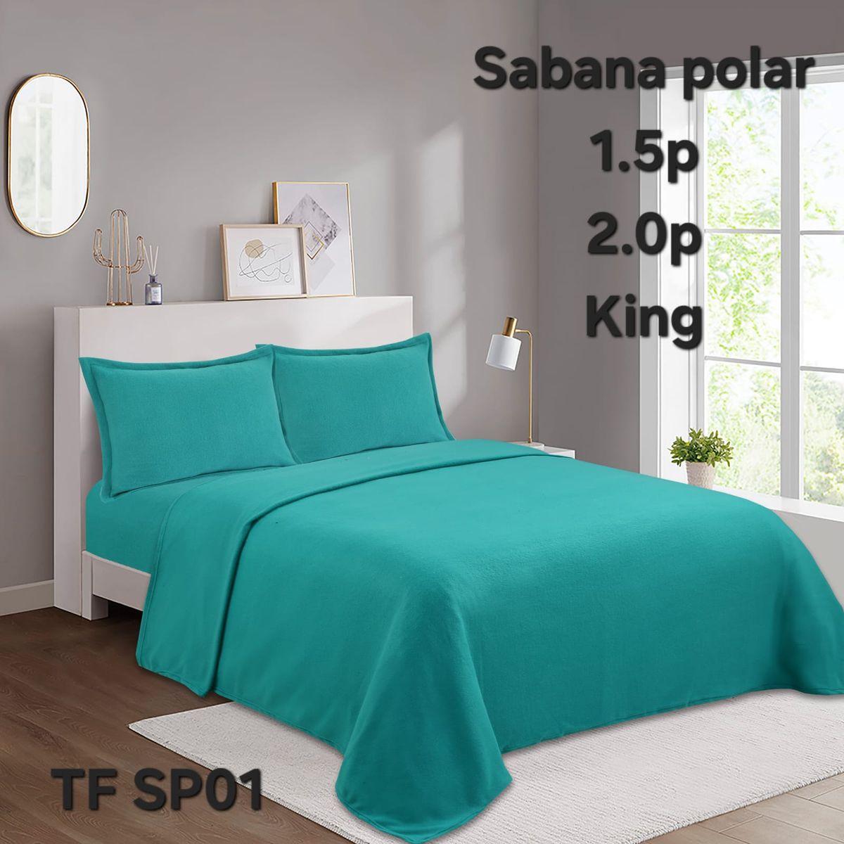 GENERICO - Sabana polar  liso color 1.5plazas + funda de almohada