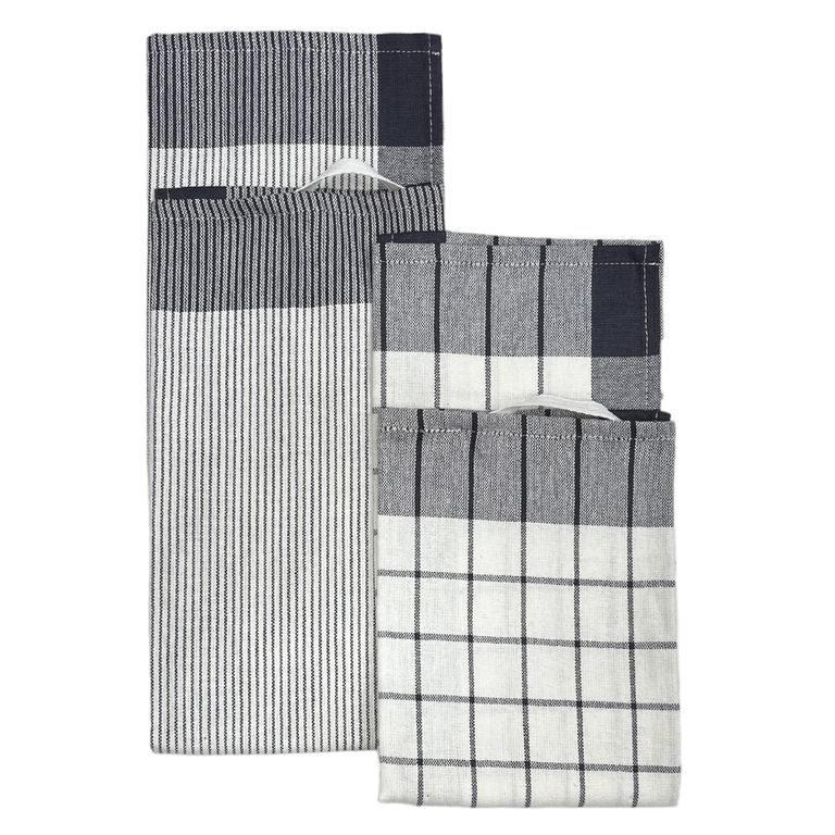 SET DE 3 PANOS DE COCINA TEJIDO 100%ALGODON NEGRO