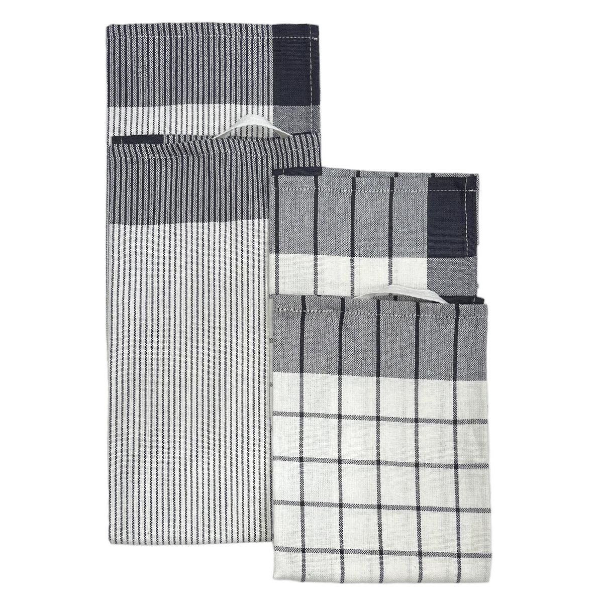 ZAHR - SET DE 2 PAÑOS DE COCINA TEJIDO 100%ALGODON NEGRO