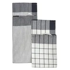 ZAHR - SET DE 3 PAÑOS DE COCINA TEJIDO 100%ALGODON NEGRO