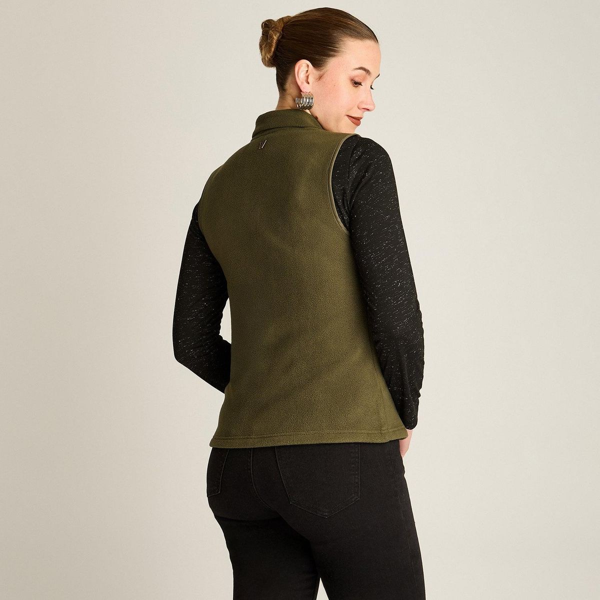 LORENZO DI PONTTI - Polerón Polar Verde Sin Mangas Diseño Quilted a Tono