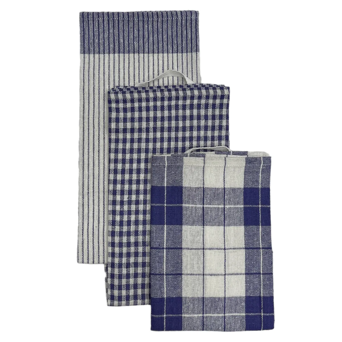 ZAHR - SET DE 3 PAÑOS DE COCINA 100%ALGODON AZUL