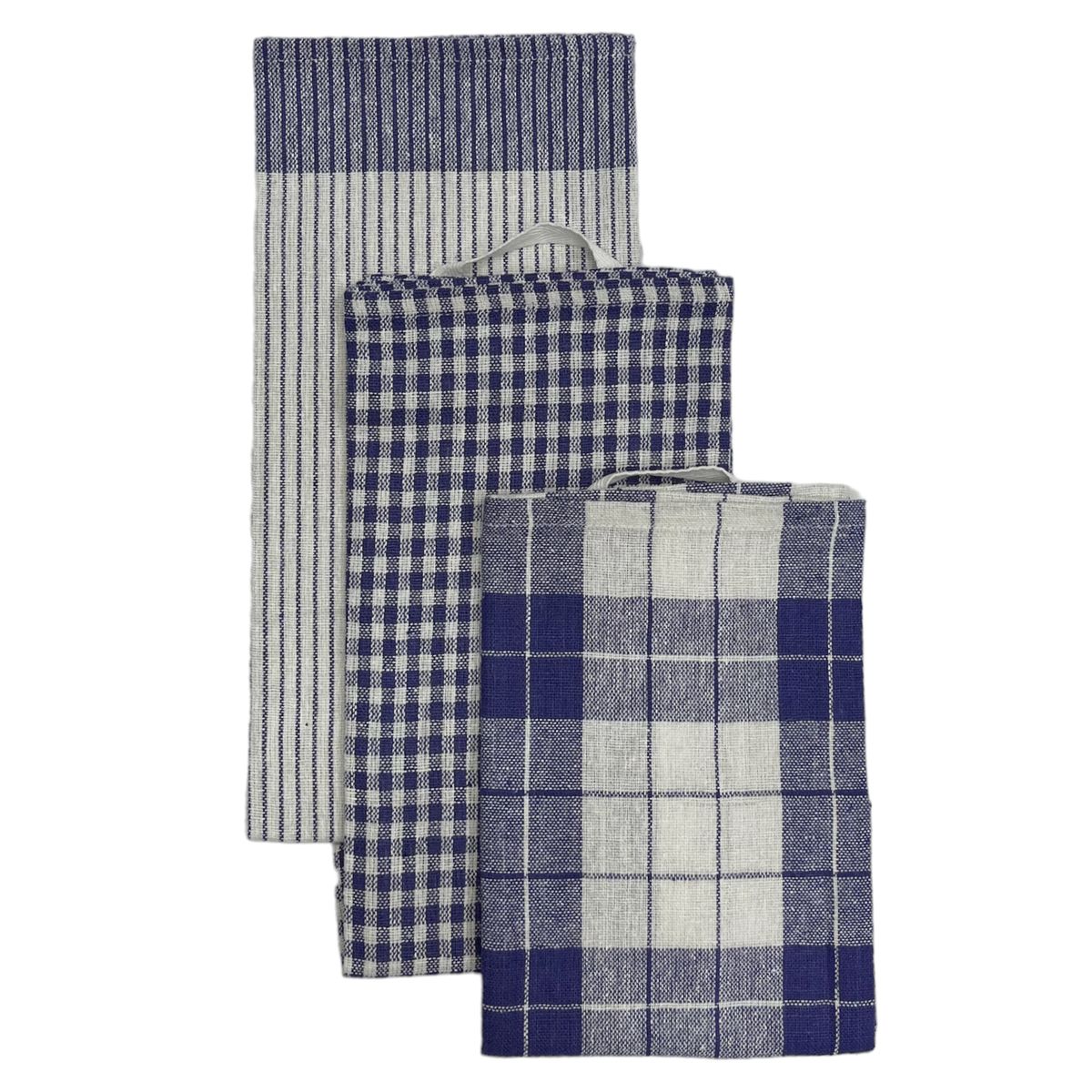 ZAHR - SET DE 3 PAÑOS DE COCINA 100%ALGODON AZUL