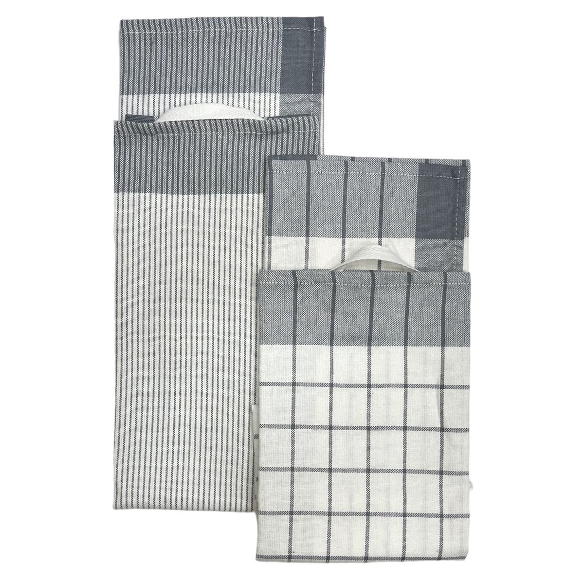 ZAHR - SET DE 2 PAÑOS DE COCINA TEJIDO 100%ALGODON GRIS