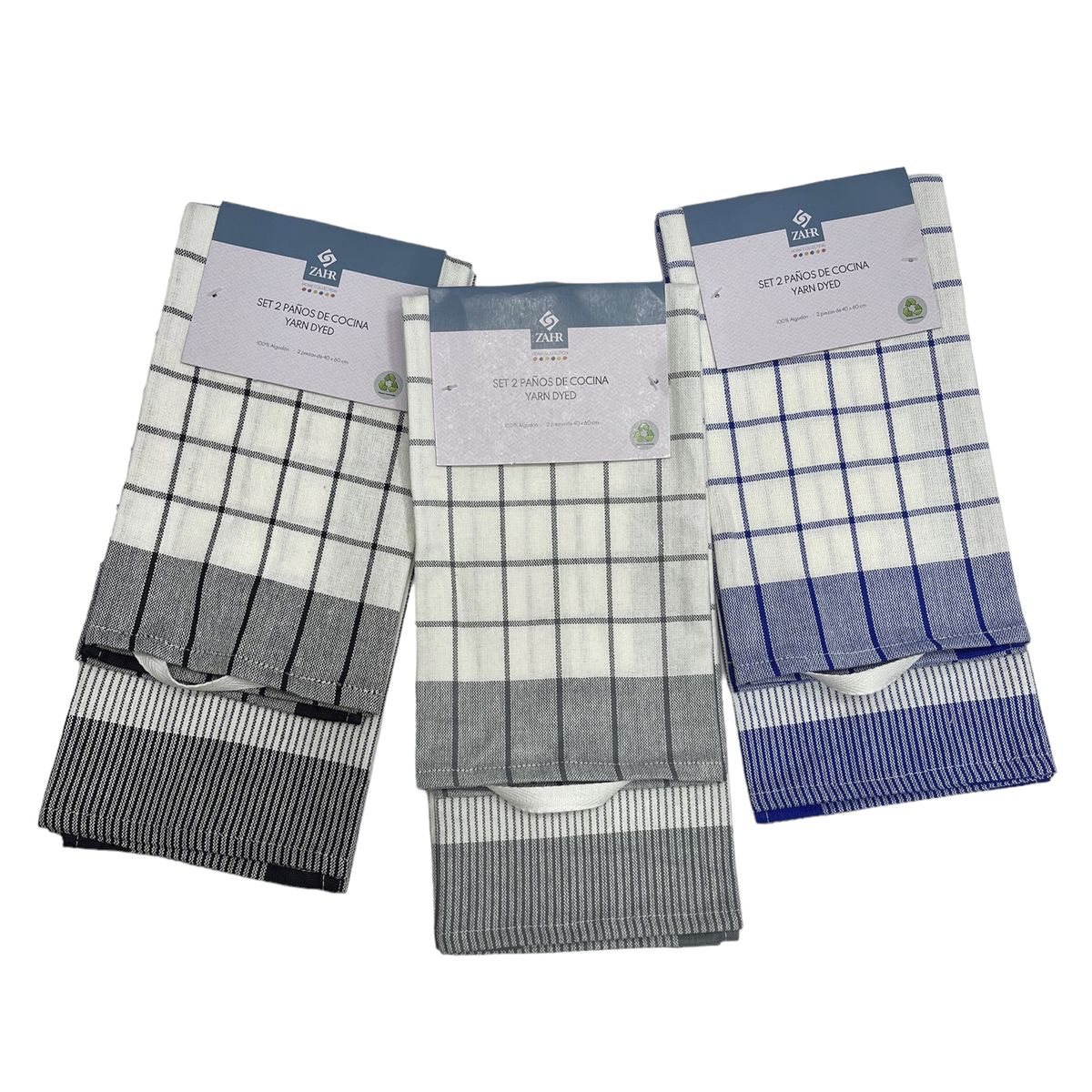 ZAHR - SET DE 2 PAÑOS DE COCINA TEJIDO 100%ALGODON GRIS