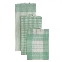 ZAHR - SET DE 3 PAÑOS DE COCINA 100%ALGODON VERDE