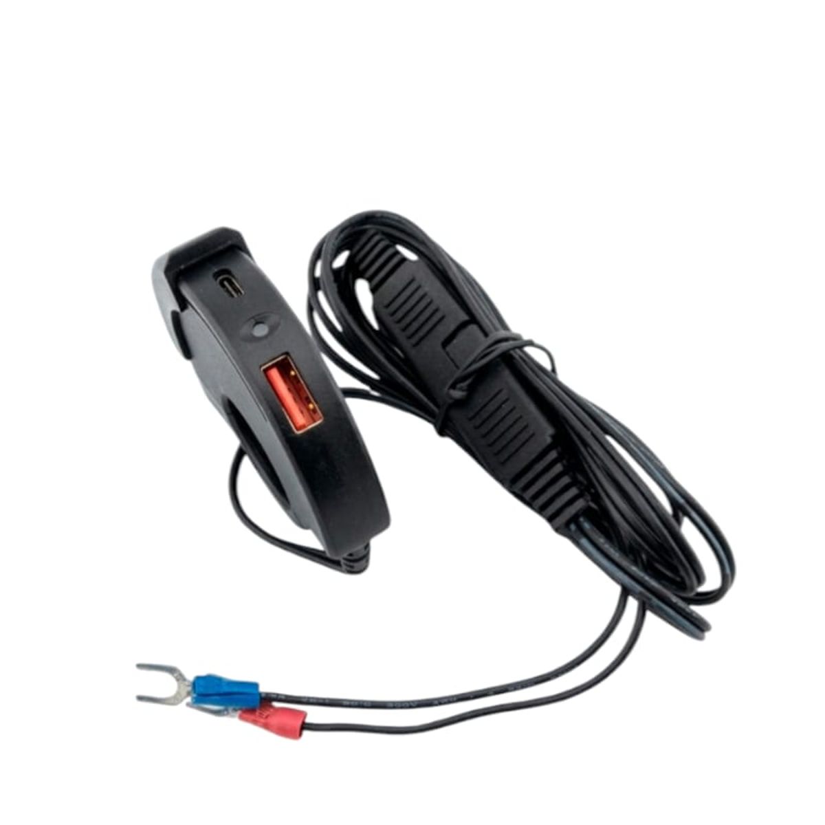GENERICO - Cargador USB Para Moto 12 Volt De 1 Puerto USB y 1 Puerto PD Para Manubrio