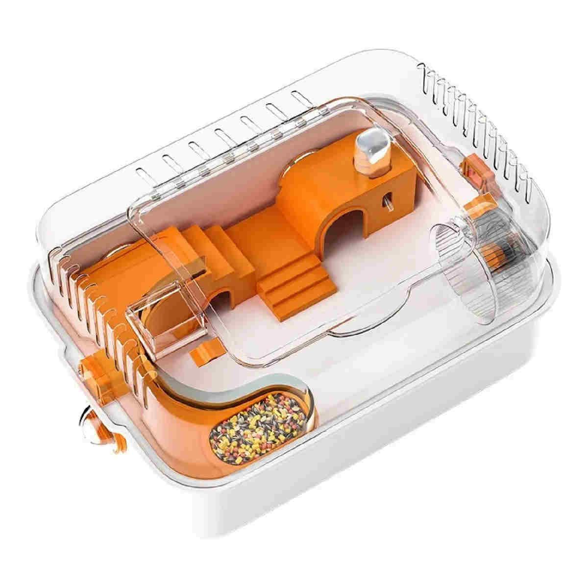 GENERICO - Jaula Premium De Acrílico Para Hámster, Cuy, Erizo, Mascotas Naranja BELUG
