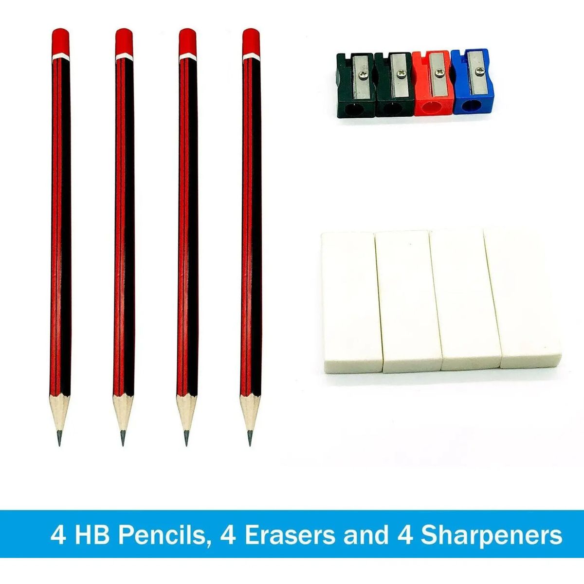 GENERICO - Pack 5 Kit Lapices Grafito Sacapuntas Goma Borrador