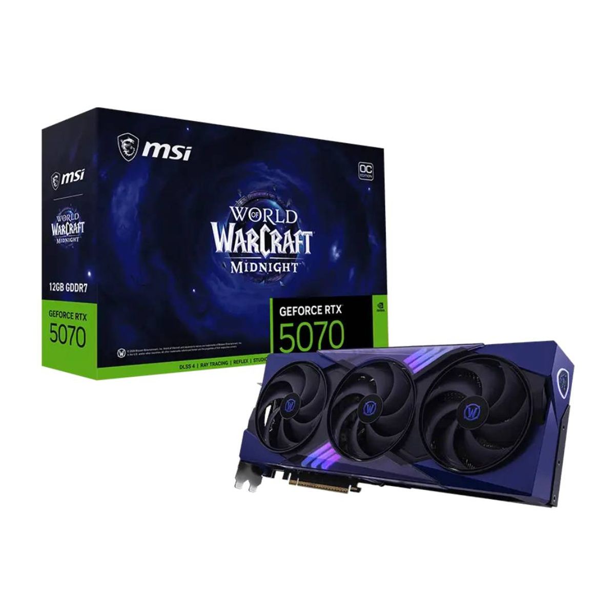 MSI - Tarjeta de Video MSI RTX 5070 12G WoW MIDNIGHT VOID EDITION OC
