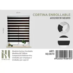 GENERICO - Cortina Roller Duo Lisa 60x200 color negro