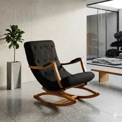 GENERICO - SILLA MECEDORA CON APOYA BRAZO NEGRO LINO