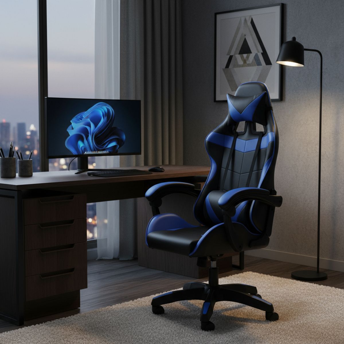 GENERICO - Silla Gamer De Cuero Reclinable Ergonómica Escritorio Hogar Color Rosa - 300053 Material Del Tapizado Ecocuero - 300053