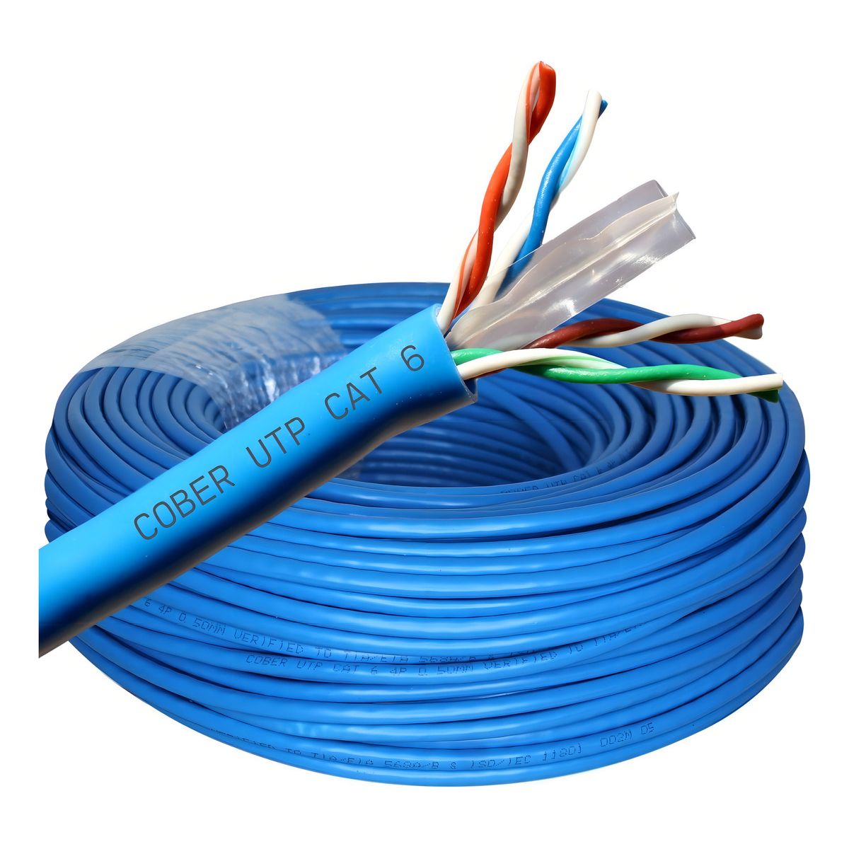 GENERICO - 50 Metros Cable Red Cat 6 Utp Rj45 Cat6 Azul Cober