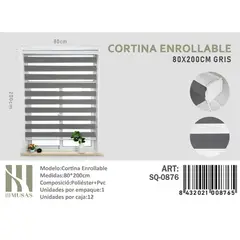 GENERICO - Cortina Roller Duo Lisa 80x200 color gris