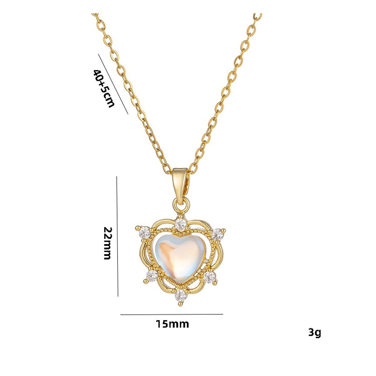 ZG JOYAS - Collar Cogalnte Corazón Místico Tornasol Galvanizado En Oro