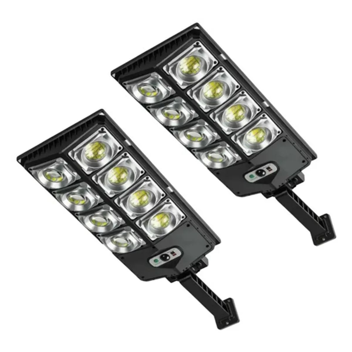 GENERICO - Pack 2 Foco Led Solar 200w Control Remoto Sensor Movimiento Negro Blanco Frío