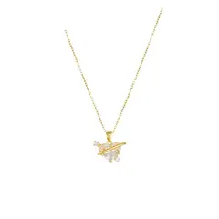 ZG JOYAS - Collar Colgante Corazón Amor En Órbita Galvanizado En Oro