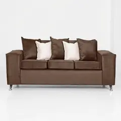 GENERICO - SOFA ROSES 3 CUERPOS CAFE FELPA