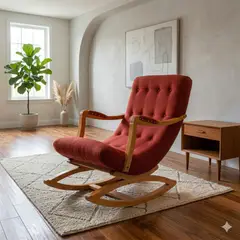 GENERICO - SILLA MECEDORA CON APOYA BRAZO ROJO LINO