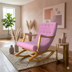 GENERICO - SILLA MECEDORA CON APOYA BRAZO ROSADO LINO