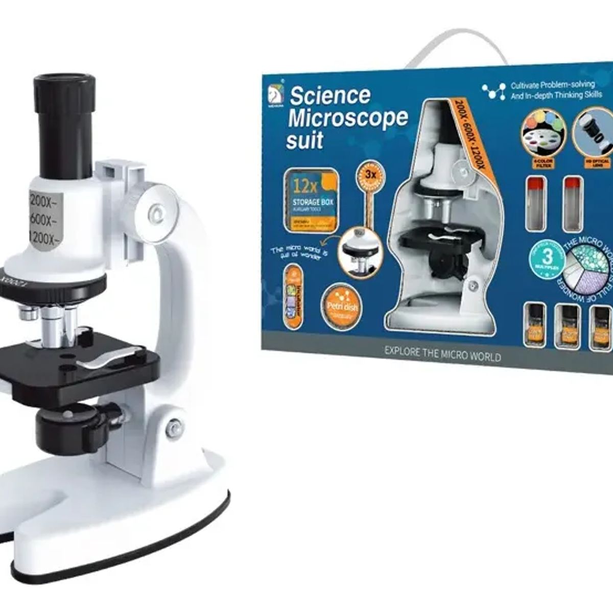 GENERICO - Kit Microscopio 200x 600x 1200x y Accesorios
