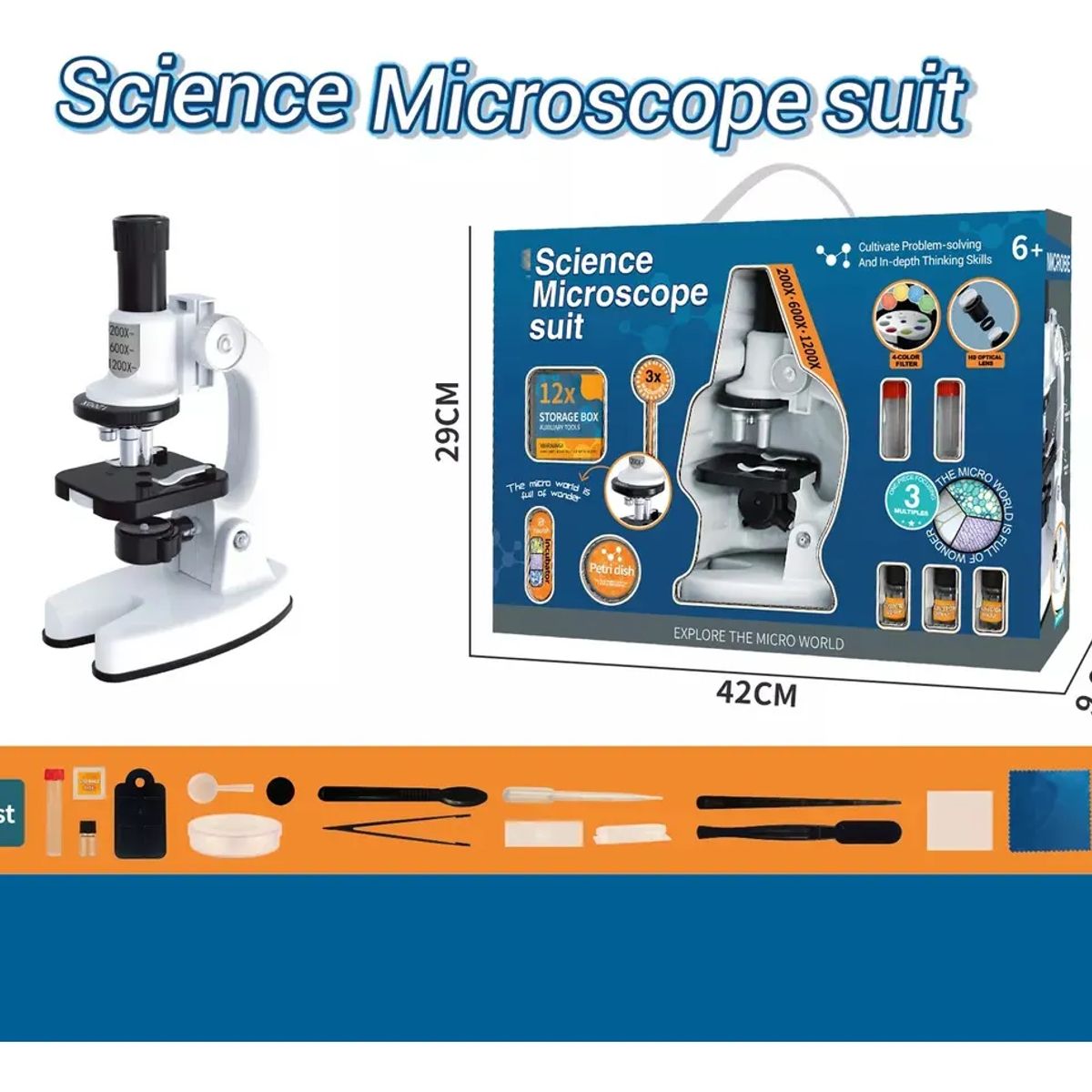 GENERICO - Kit Microscopio 200x 600x 1200x y Accesorios