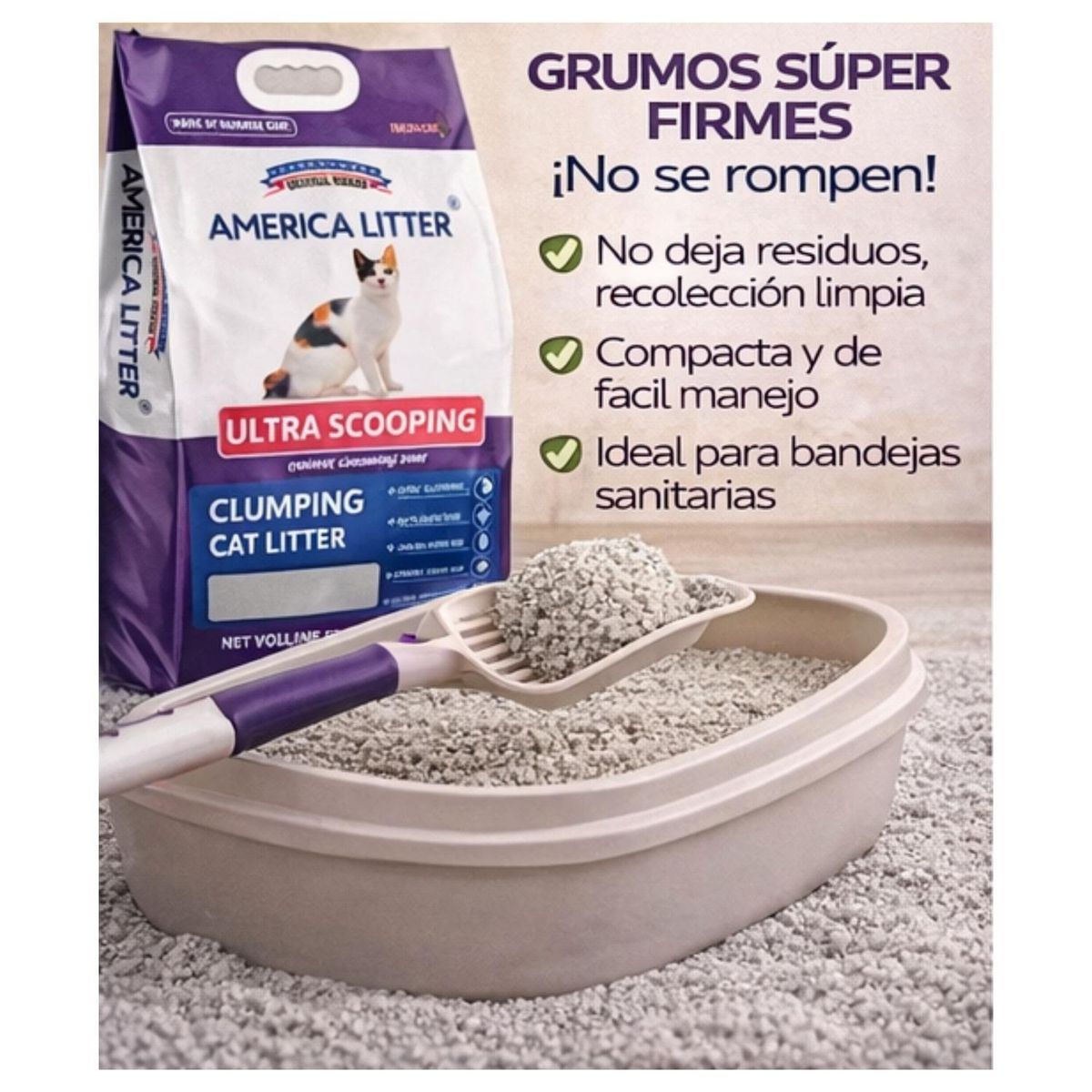 AMERICA LITTER - Arena Gato AmericaLitter 7 kg Ultra Scooping Aglomerante