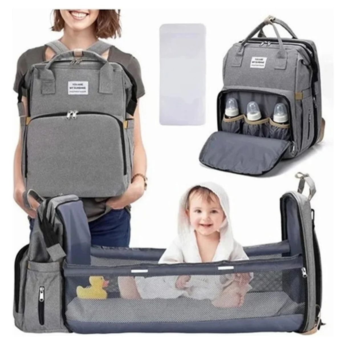 MOVI - Mochila Pañalera 3 en 1 para Bebé - Bolso Maternal con Mudador Portátil Impermeable