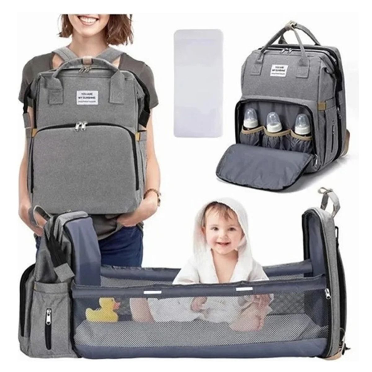MOVI - Mochila Pañalera 3 en 1 para Bebé - Bolso Maternal con Mudador Portátil Impermeable