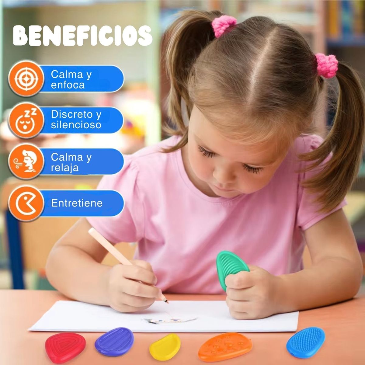 GENERICO - Set Piedras Sensoriales Antiestrés de Silicona